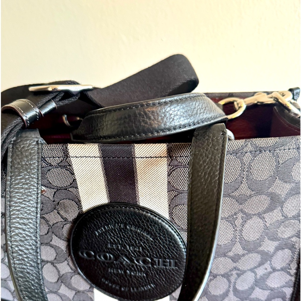 Coach grey and black signature jacquard tote